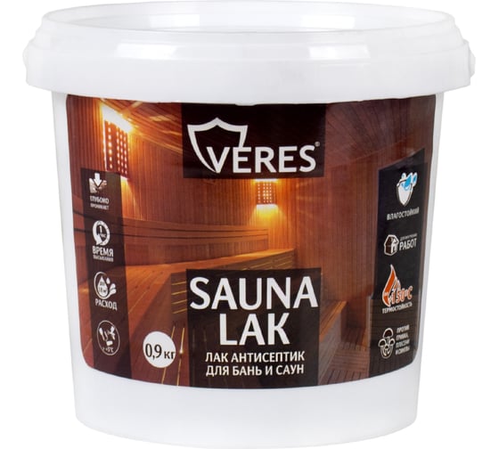 Изображение товара Лак акриловый для бань и саун VERES 0.9 л 270396