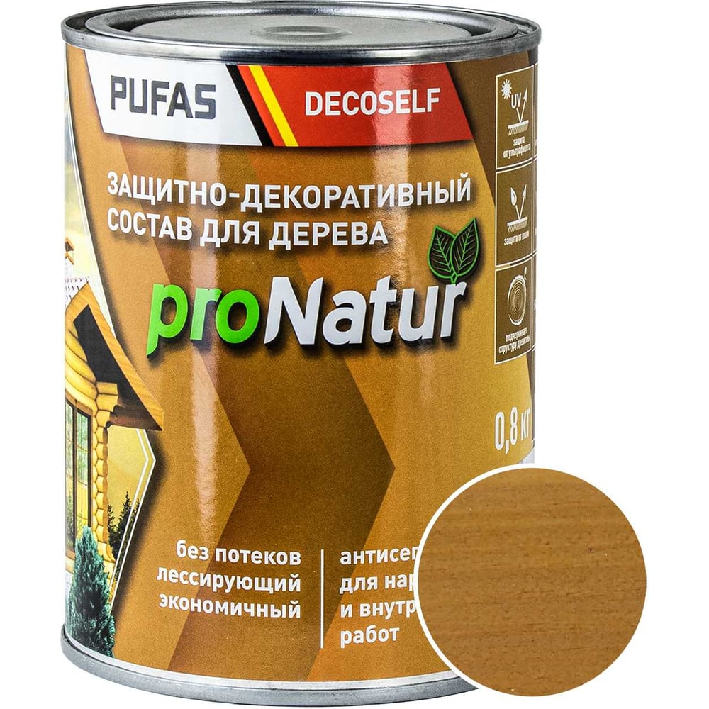 Изображение товара Пufas Decoself дуб антисептик для дерева 0,8л влагостойкий защита от плесени Изображение товара Пufas Decoself дуб антисептик для дерева 0,8л влагостойкий защита от плесени