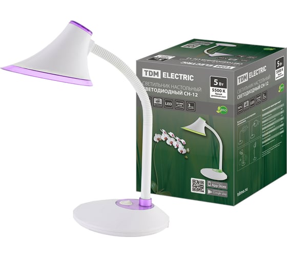 Изображение товара Светодиодный настольный светильник TDM ELECTRIC СН-12, 5 Вт, гибкий, выключатель, 5500К SQ0337-0091