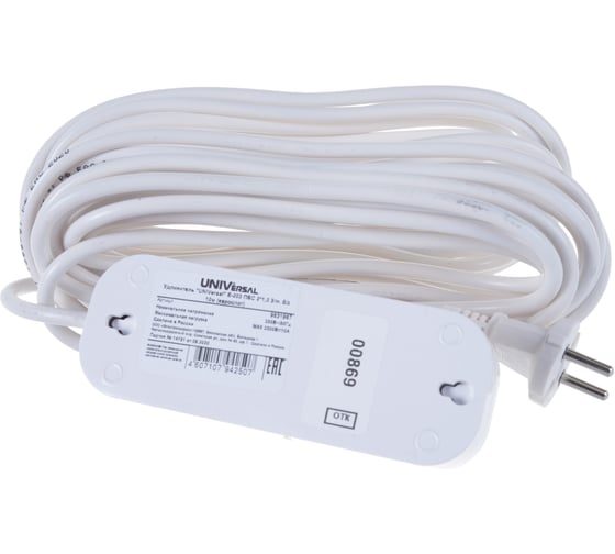 Изображение товара Удлинитель UNIVersal Е-203 ПВС 2*1 3гн. 10м 9631967