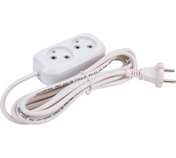 Изображение товара Удлинитель UNIVersal Е-202 ПВС 2*0,75, 2 гнезда, 3м 9631960