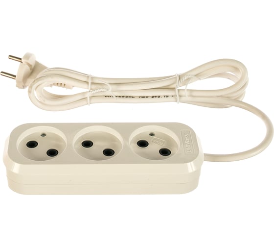 Изображение товара Удлинитель UNIVersal Е-203 ПВС 2*0,75, 3 гнезда, 2м 9631963