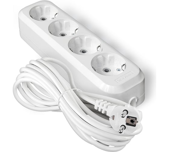 Изображение товара Удлинитель UNIVersal У10-555 ПВС 3*0,75, 4 гнезда, с/з 5м 555-05