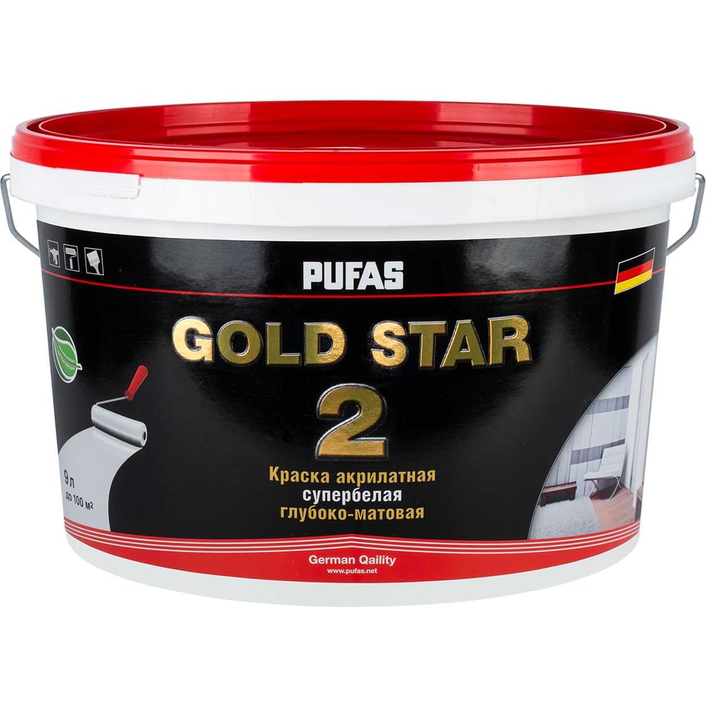 Изображение товара Краска акрилатная Pufas GOLD STAR 2 глубокоматовая морозостойкая 9л