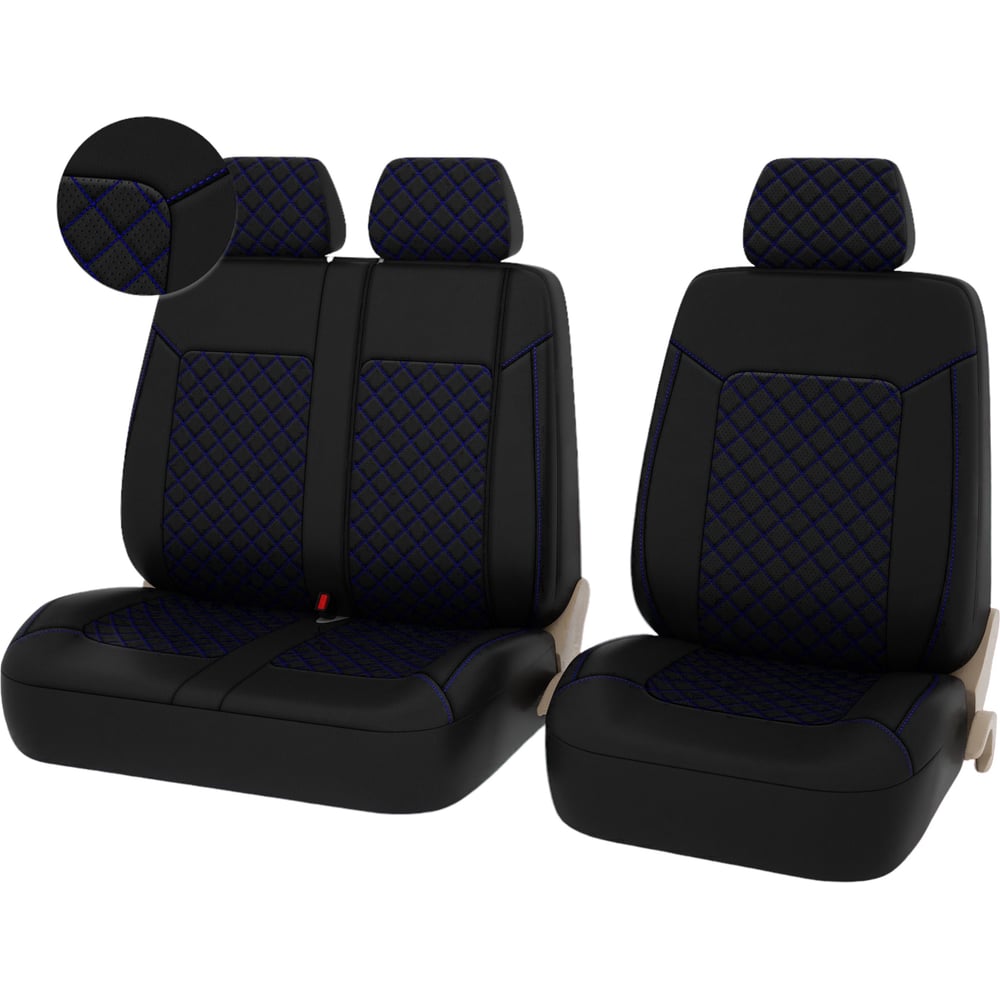 Изображение товара Чехлы PSV Elegant Next TRANSIT Черный Ромб синий отстрочка синяя ромб экокожа 136389