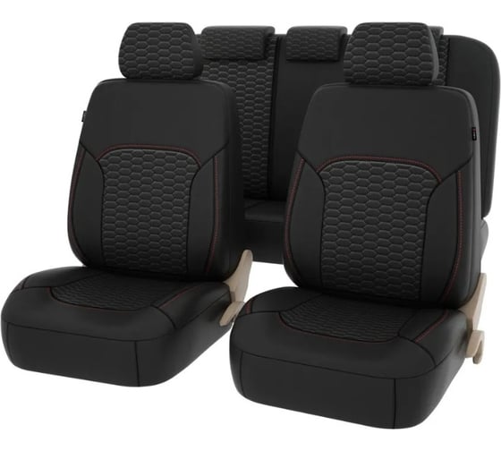 Изображение товара Чехлы PSV Forester Next Черный отстрочка красная терморомб Сота экокожа 137009