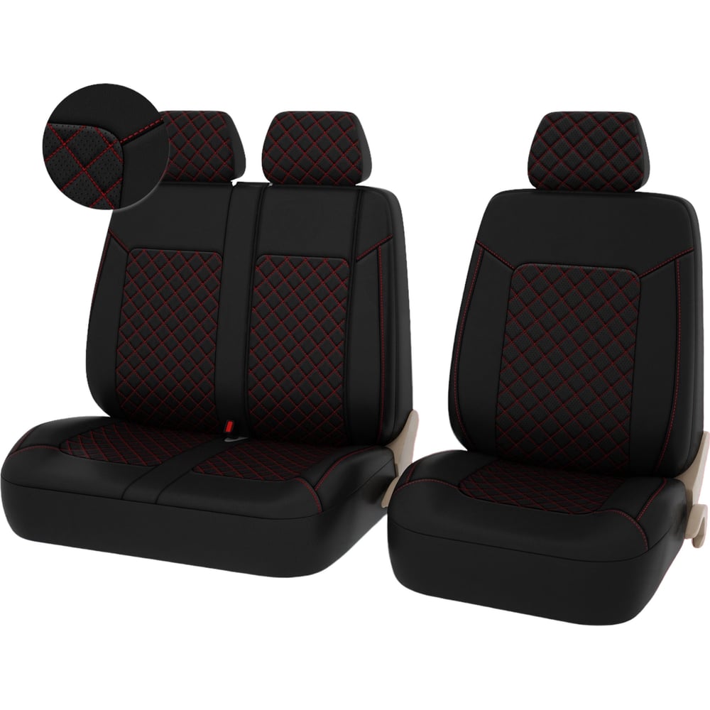 Изображение товара Чехлы PSV Elegant Next TRANSIT черный с красными ромбами из экокожи