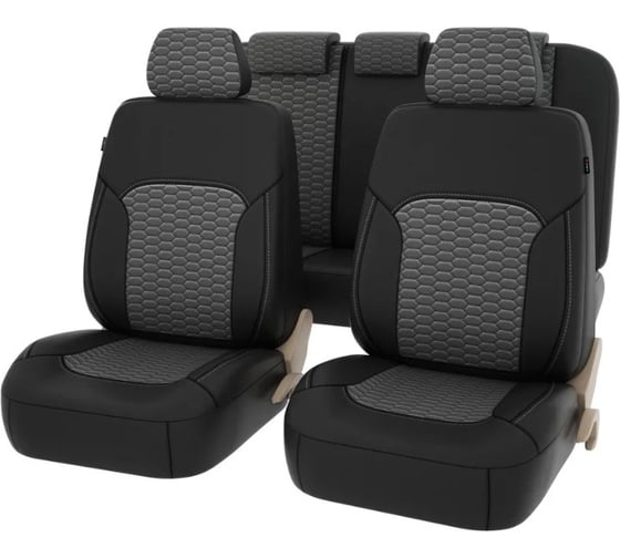 Изображение товара Чехлы PSV Forester Next Черный Серый терморомб Сота экокожа 137011