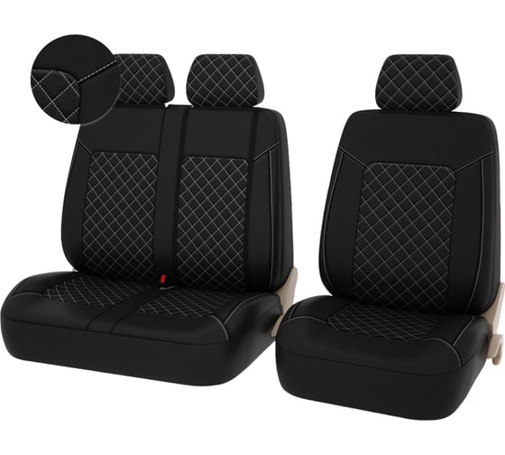 Изображение товара Чехлы PSV Elegant Next TRANSIT Черный Ромб белый отстрочка белая ромб экокожа 136388