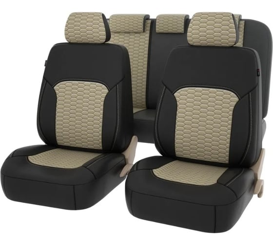 Изображение товара Чехлы PSV Forester Next Черный Бежевый терморомб Сота экокожа 137012