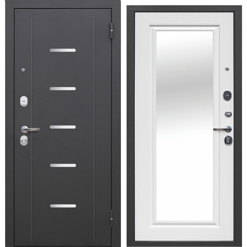 Изображение товара Входная дверь DIVA Foreman Ф-7 зеркало 2050x860 правая Серебро дуб белый