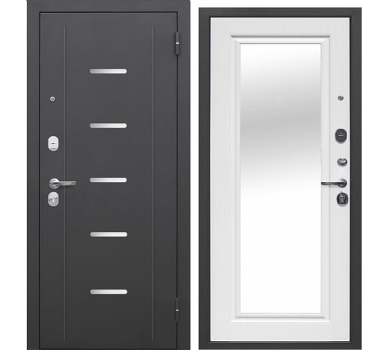 Изображение товара Входная дверь DIVA Foreman Ф-7 зеркало 2050x860 Правая Серебро - Дуб Белый УТ-00082810