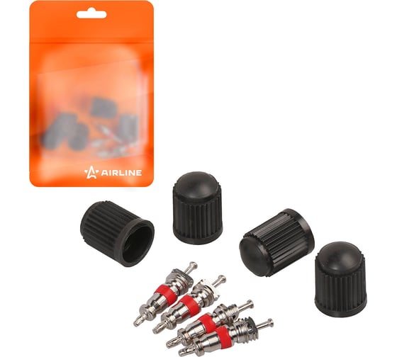 Изображение товара Ремкомплект для вентилей Airline (4 золотника, 4 пласт.колп.) в пакете ATRS009