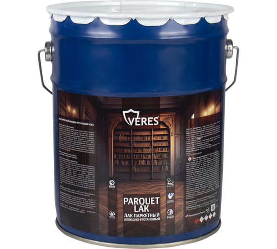 Изображение товара Лак паркетный алкидно-уретановый VERES полуматовый 10 л 270389