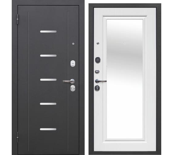 Изображение товара Входная дверь DIVA Foreman Ф-7 зеркало 2050x860 Левая Серебро - Дуб Белый УТ-00082809