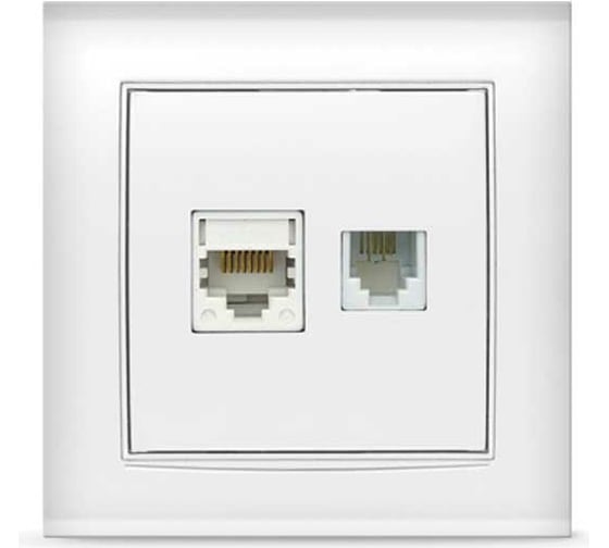 Изображение товара Комбинированная розетка UNIVersal Бриллиант компьютерная+TF белая 7947618