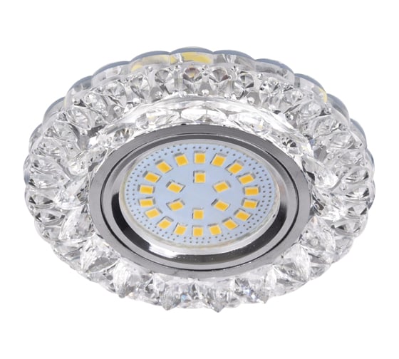 Изображение товара Встраиваемый светильник Ecola MR16 LD7009 GU5.3 с подсветкой "Кристалл" Прозрачный/Хром 30x95 FT16CCEFB