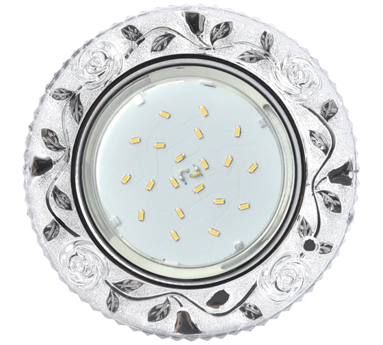 Изображение товара Встраиваемый светильник Ecola GX53 H4 LD7071 с подсветкой "Розы" Прозрачный / Хром 35x125 /к+/ FT53CREFB