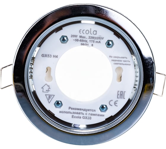 Изображение товара Светильник Ecola GX53 H4 без рефлектора /хром/ 38x106 /к+/ FC53H4ECB