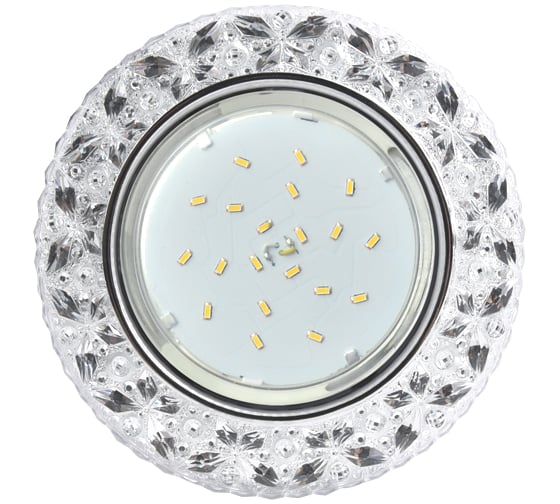 Изображение товара Встраиваемый светильник Ecola GX53 H4 LD7040 с подсветкой "Бабочки" Прозрачный / Хром 35x125 /к+/ FT53CBEFB