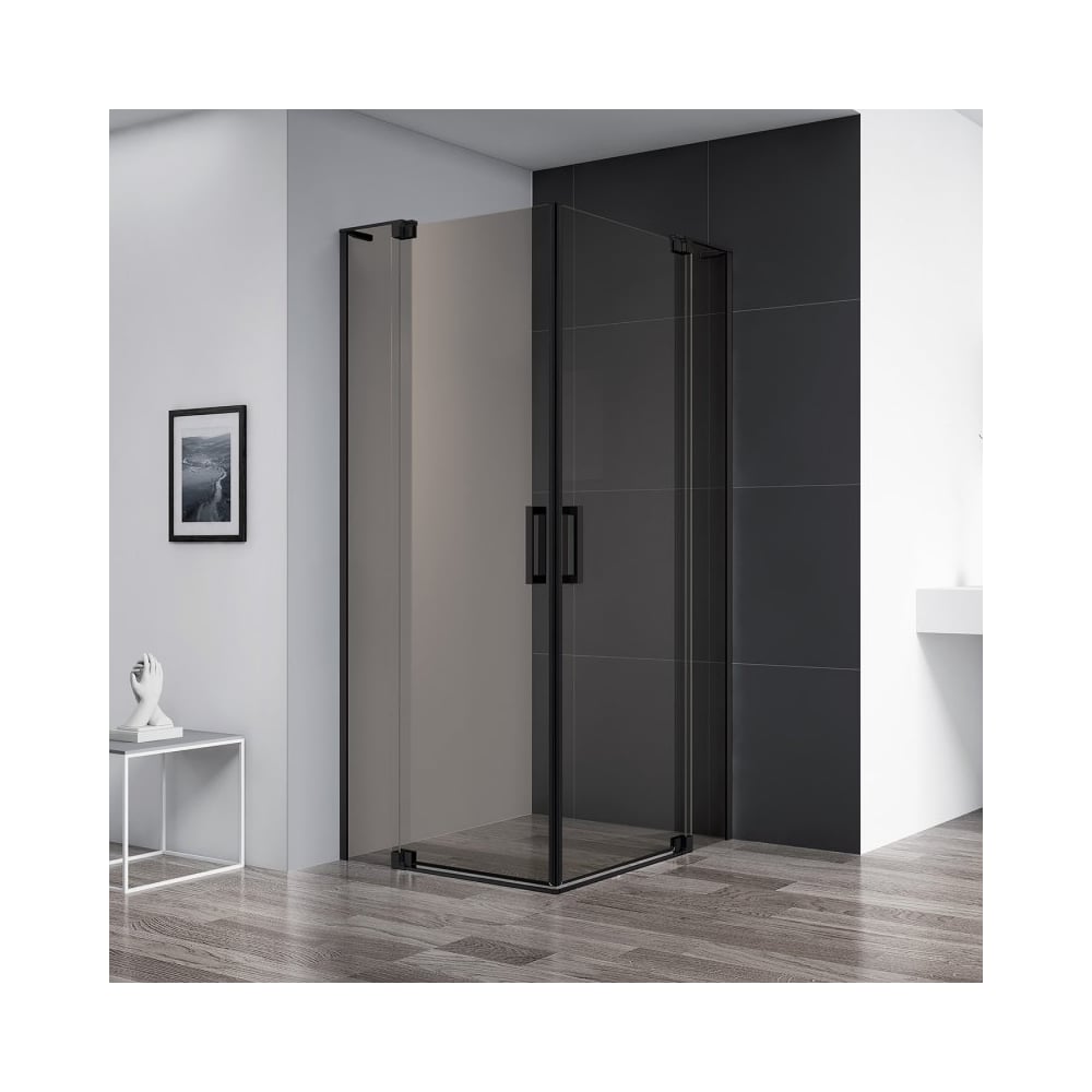 Изображение товара Душевой уголок Cezares SLIDER-A-2-80/90-BR-NERO 800 мм черный для ванной комнаты