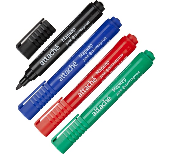 Изображение товара Набор маркеров для флипчартов по бумаге Attache набор 4 цвета, 2-3 мм 1801281