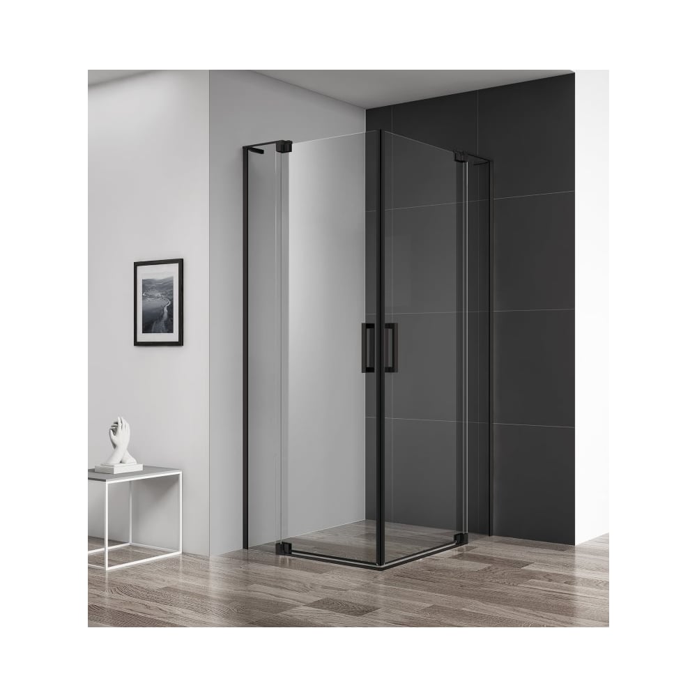 Изображение товара Душевой уголок Cezares SLIDER-A-2-90/100-C-NERO прямоугольный с регулируемой шириной