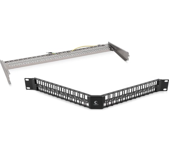 Изображение товара Угловая модульная патч-панель Cabeus 19", 48 портов, 1U, для экранированных модулей, с задним кабельным организатором (без модулей) PLBHD-48-CON-SH