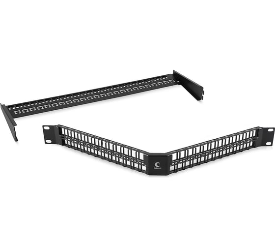 Изображение товара Угловая модульная патч-панель Cabeus 19", 48 портов, 1U, для неэкранированных модулей, с задним кабельным организатором (без модулей) PLBHD-48-CON