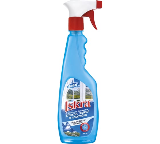 Изображение товара Средство для мытья стекол с нашатырным спиртом Бархат ISKRA 500 мл, Альпийская свежесть с курком I112