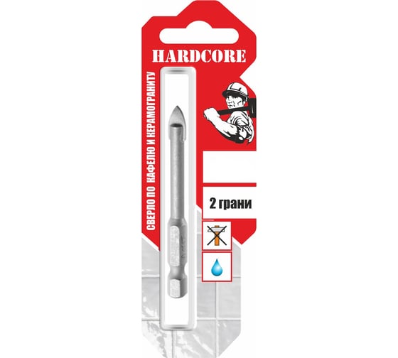 Изображение товара Сверло по керамограниту и керамической плитке (8 мм; 2 грани) Hardcore 150008