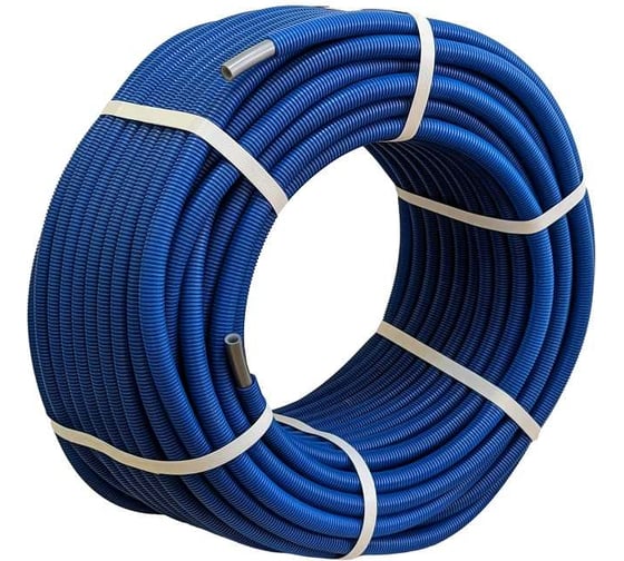 Изображение товара Труба в гофре КОНТУР PEXa-EVOH D25x3,5 G-RAY OXY 50м, синяя 060500025502