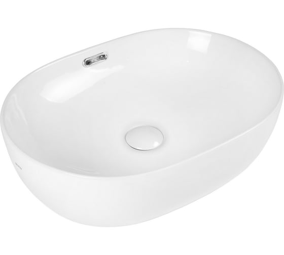 Изображение товара Керамическая раковина накладная овальная с переливом BOND 49х36х13,5см белая S65-490