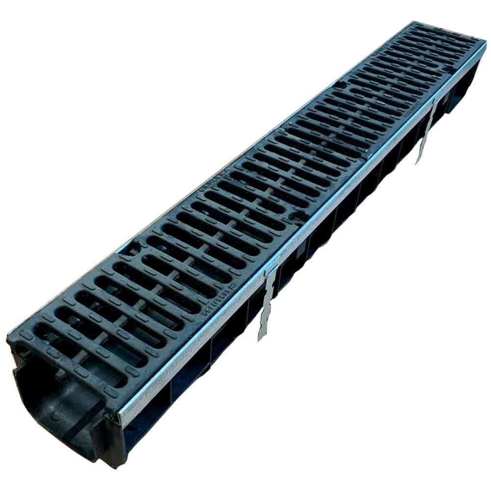 Изображение товара Лоток пластиковый Gidrolica Super DN100 с чугунной решеткой D400