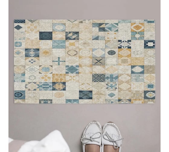 Изображение товара Придверный коврик в прихожую с принтом JoyArty Плитка печворк 45х75 см door_sd1129