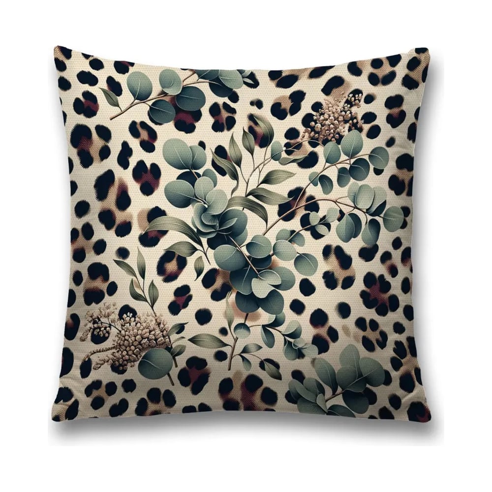 Изображение товара Декоративная наволочка на молнии JoyArty Леопардовый эвкалипт 45x45 см