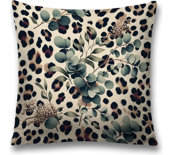 Изображение товара Декоративная наволочка на молнии, чехол на подушку JoyArty Леопардовый эвкалипт 45x45 см sl_429943