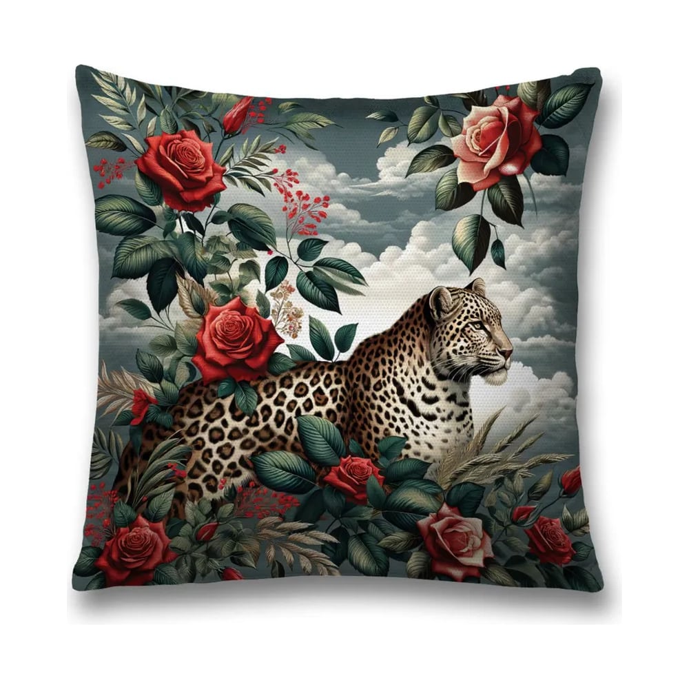 Изображение товара Декоративная наволочка на молнии JoyArty Леопард 45x45 см яркие цвета