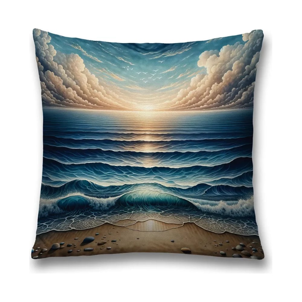 Изображение товара Декоративная наволочка на молнии JoyArty Рассвет на море 45x45 см