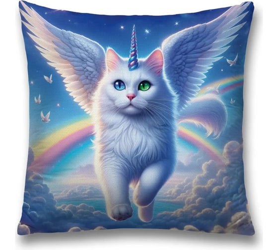 Изображение товара Декоративная наволочка на молнии, чехол на подушку JoyArty Мифический кот 45x45 см sl_429909
