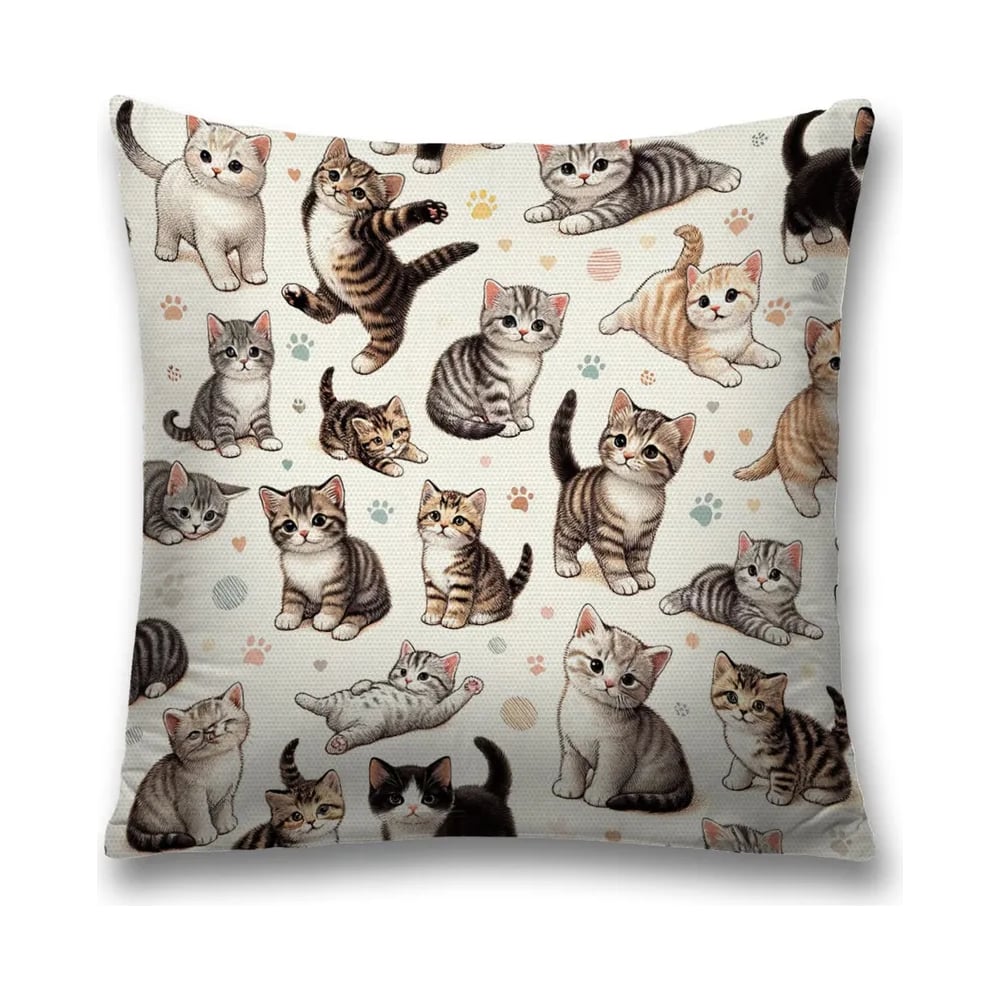 Изображение товара Декоративная наволочка на молнии с котятками 45x45 см JoyArty