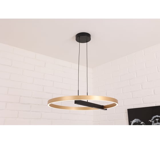 Изображение товара Потолочная светодиодная люстра Schaffner Cordon 3425-600, цвет черный/золото. Люстра с пультом управления, освещение до 13 кв.м, мощность 70 Вт Cordon 3425-600 GD+BK