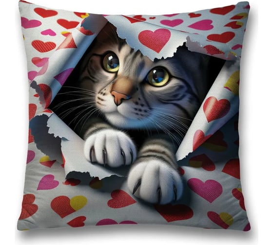 Изображение товара Декоративная наволочка на молнии, чехол на подушку JoyArty Подарочный кот 45x45 см sl_sd1086