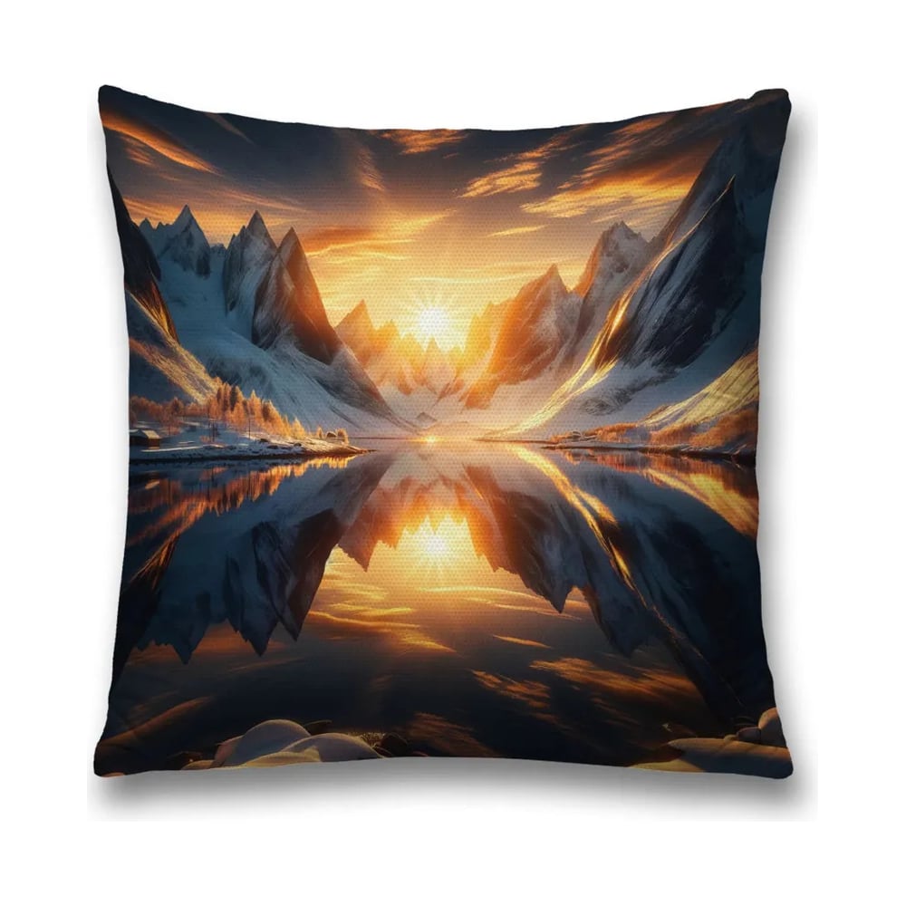 Изображение товара Декоративная наволочка на молнии JoyArty Закат на озере 45x45 см