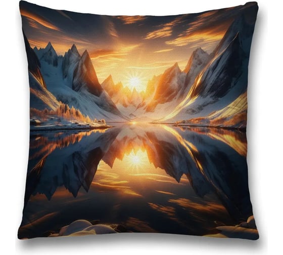 Изображение товара Декоративная наволочка на молнии, чехол на подушку JoyArty Закат на озере 45x45 см sl_sd1043