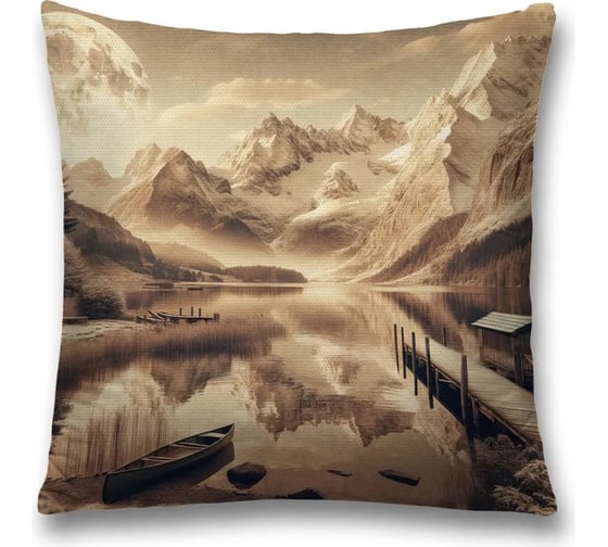 Изображение товара Декоративная наволочка на молнии, чехол на подушку JoyArty Горы в сепии 45x45 см sl_sd1048