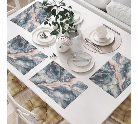 Изображение товара Салфетки на стол для сервировки JoyArty прямоугольные, плейсмат "Мраморное панно", 32x46 см, в комплекте 4 шт. np_sd1112