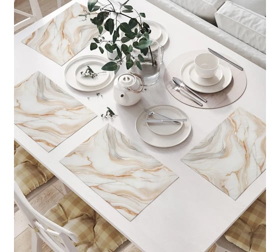 Изображение товара Салфетки на стол для сервировки JoyArty прямоугольные, плейсмат "Нежный мрамор", 32x46 см, в комплекте 4 шт. np_sd1114