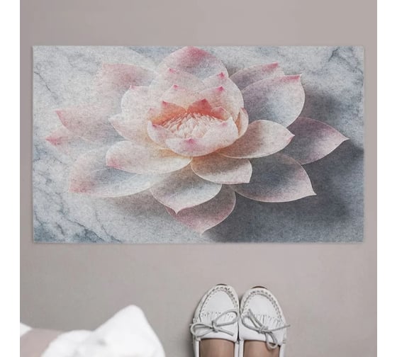 Изображение товара Коврик придверный JoyArty в прихожую с принтом Лотос на мраморе 45х75 см door_sd1145