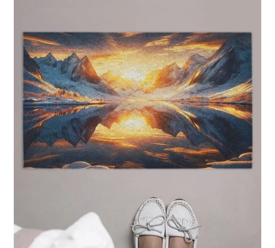 Изображение товара Коврик придверный JoyArty в прихожую с принтом Закат на озере 45х75 см door_sd1043